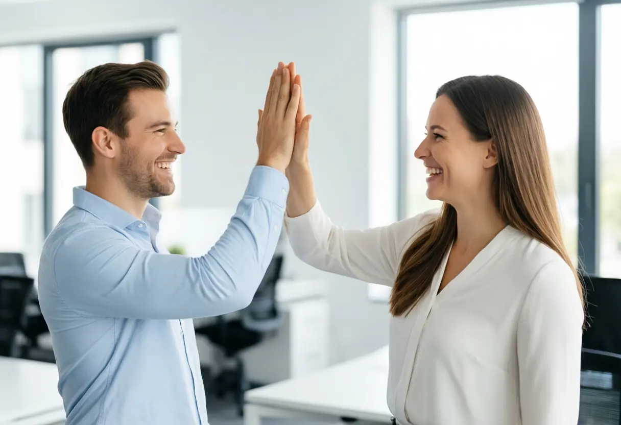 High-Five nach erfolgreicher Benefit-Einführung