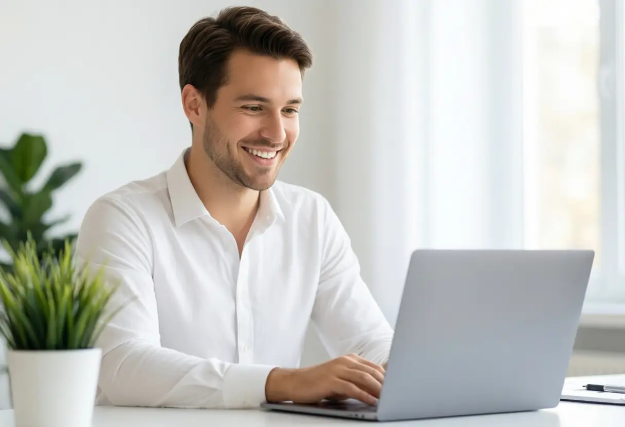 Berater am Laptop – strukturierter Ablauf von Analyse bis Betreuung